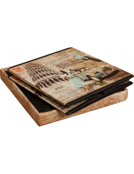 Pufe recipiente dobrável em couro ecológico 32x32x32 cm