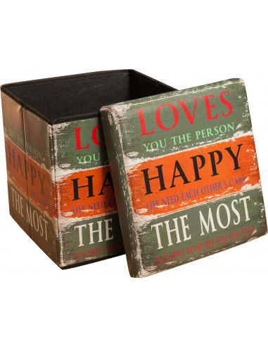 Pufe recipiente dobrável em couro ecológico 32x32x32 cm Pufe recipiente dobrável em couro ecológico 32x32x32 cm