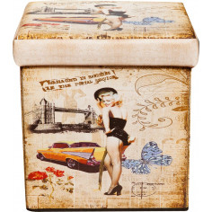 Pouf contenitore richiudibile in ecopelle 32x32x32 cm 2