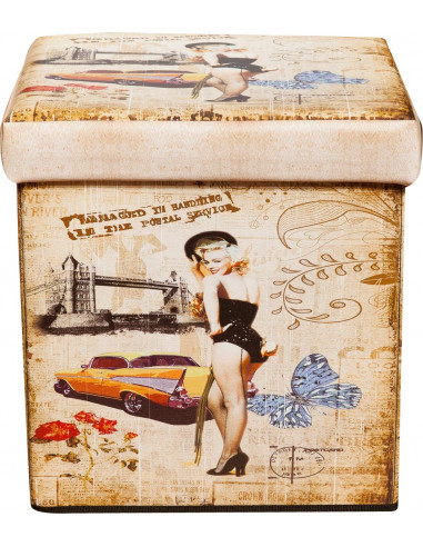 Pouf contenitore richiudibile in ecopelle 32x32x32 cm Pouf contenitore richiudibile in ecopelle 32x32x32 cm