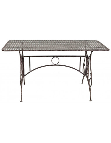 Tavolo in ferro battuto smontabile finitura ruggine anticata 150x80x77 cm Tavolo in ferro battuto smontabile finitura ruggine anticata 150x80x77 cm