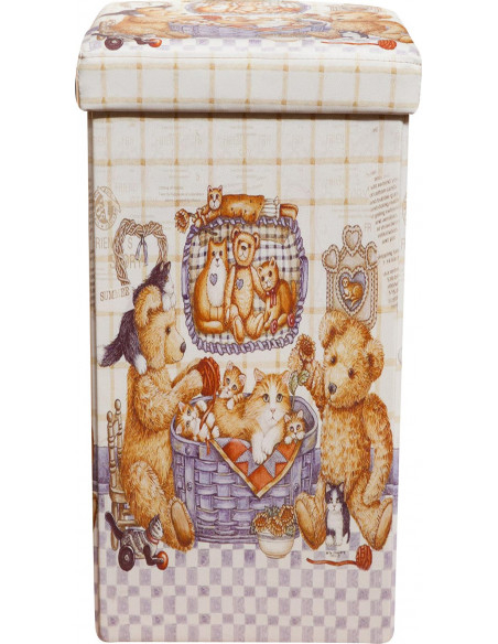 Pufe recipiente dobrável em couro ecológico 32x32x60 cm