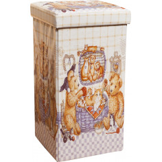 Pouf contenitore richiudibile in ecopelle 32x32x60 cm