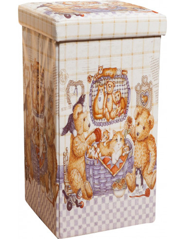 Pufe recipiente dobrável em couro ecológico 32x32x60 cm