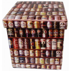 Pouf contenitore richiudibile in ecopelle 32x32x32 cm 2