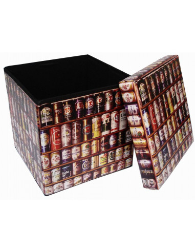 Pufe recipiente dobrável em couro ecológico 32x32x32 cm Pufe recipiente dobrável em couro ecológico 32x32x32 cm