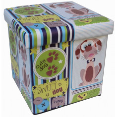 Pufe recipiente dobrável em couro ecológico 32x32x32 cm
