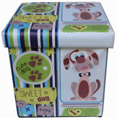 Pouf contenitore richiudibile in ecopelle 32x32x32 cm 2