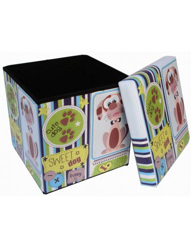 Pouf contenitore richiudibile in ecopelle 32x32x32 cm Pouf contenitore richiudibile in ecopelle 32x32x32 cm