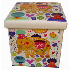 Pouf contenitore richiudibile in ecopelle 32x32x32 cm 2