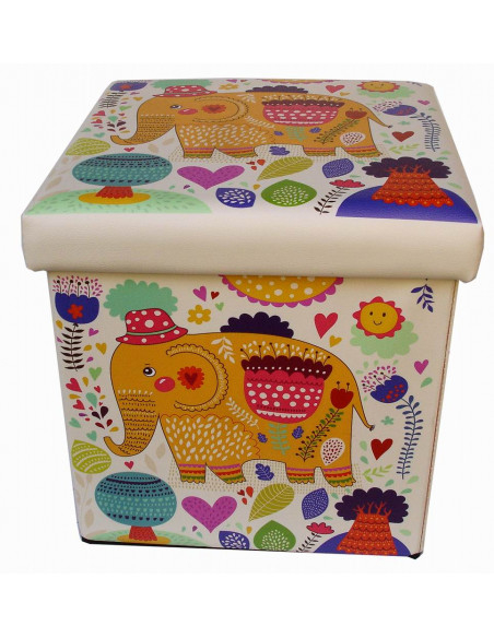 Pufe recipiente dobrável em couro ecológico 32x32x32 cm