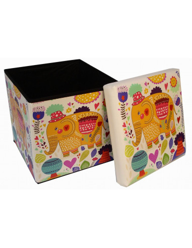 Pouf contenitore richiudibile in ecopelle 32x32x32 cm Pouf contenitore richiudibile in ecopelle 32x32x32 cm
