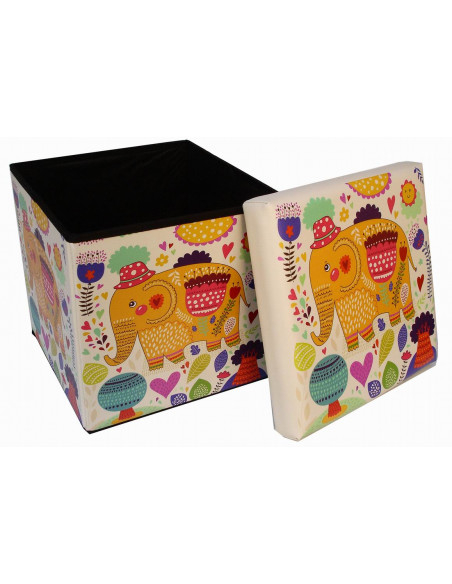 Pufe recipiente dobrável em couro ecológico 32x32x32 cm