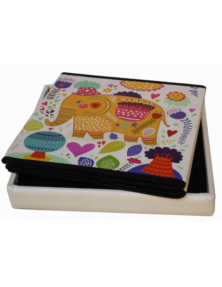 Pufe recipiente dobrável em couro ecológico 32x32x32 cm