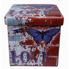 Pouf contenitore richiudibile in ecopelle 32x32x32 cm 2