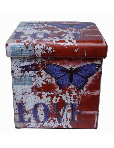 Pouf contenitore richiudibile in ecopelle 32x32x32 cm Pouf contenitore richiudibile in ecopelle 32x32x32 cm