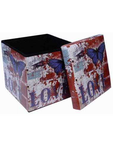 Pufe recipiente dobrável em couro ecológico 32x32x32 cm Pufe recipiente dobrável em couro ecológico 32x32x32 cm