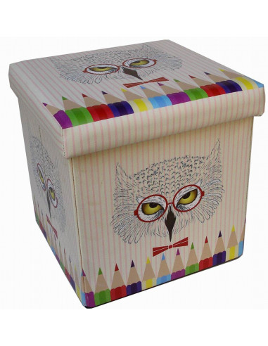 Pufe recipiente dobrável em couro ecológico 32x32x32 cm