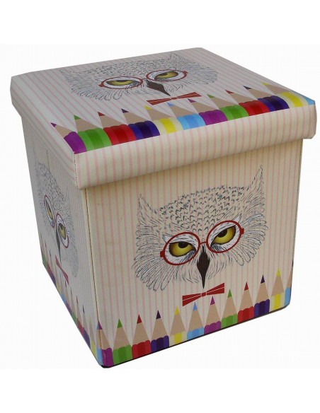 Pufe recipiente dobrável em couro ecológico 32x32x32 cm