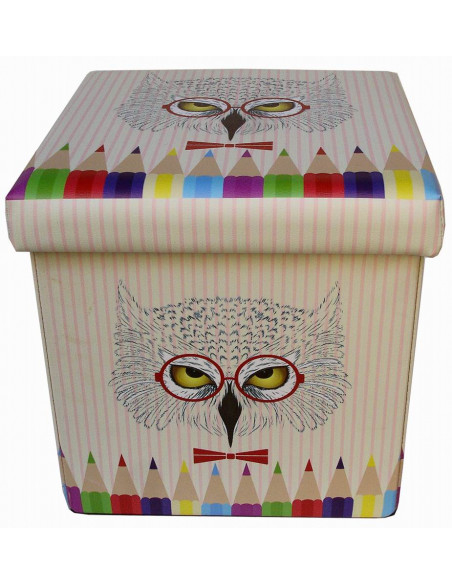 Pufe recipiente dobrável em couro ecológico 32x32x32 cm