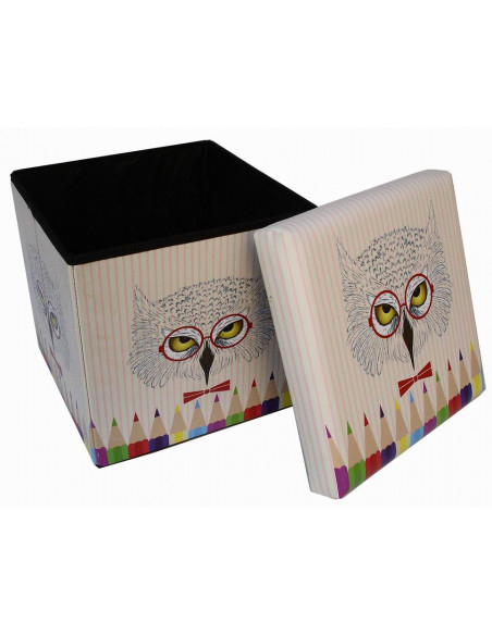 Pufe recipiente dobrável em couro ecológico 32x32x32 cm