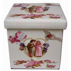 Pufe recipiente dobrável em couro ecológico 32x32x32 cm 2