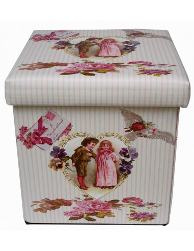 Pouf contenitore richiudibile in ecopelle 32x32x32 cm Pouf contenitore richiudibile in ecopelle 32x32x32 cm