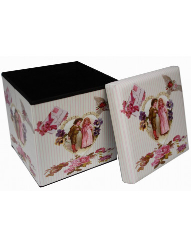 Pufe recipiente dobrável em couro ecológico 32x32x32 cm Pufe recipiente dobrável em couro ecológico 32x32x32 cm