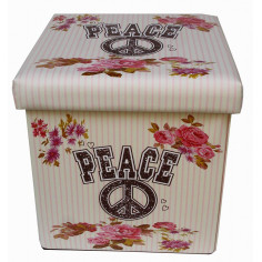 Pouf contenitore richiudibile in ecopelle 32x32x32 cm 2