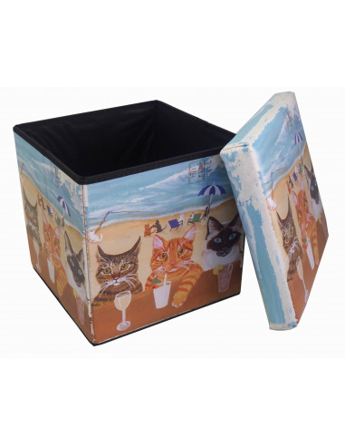 Pufe recipiente dobrável em couro ecológico 32x32x32 cm Pufe recipiente dobrável em couro ecológico 32x32x32 cm