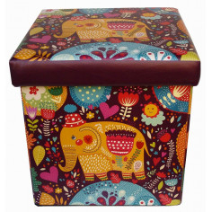 Pouf contenitore richiudibile in ecopelle 32x32x32 cm 2