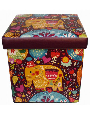 Pouf contenitore richiudibile in ecopelle 32x32x32 cm Pouf contenitore richiudibile in ecopelle 32x32x32 cm