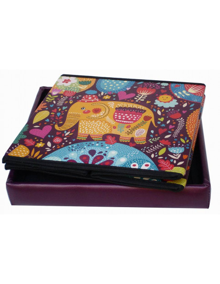 Pufe recipiente dobrável em couro ecológico 32x32x32 cm