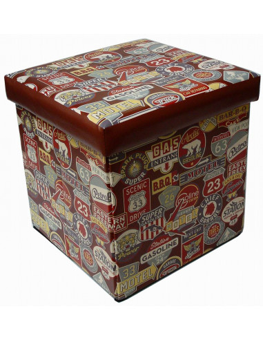 Pufe recipiente dobrável em couro ecológico 32x32x32 cm