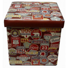 Pouf contenitore richiudibile in ecopelle 32x32x32 cm 2