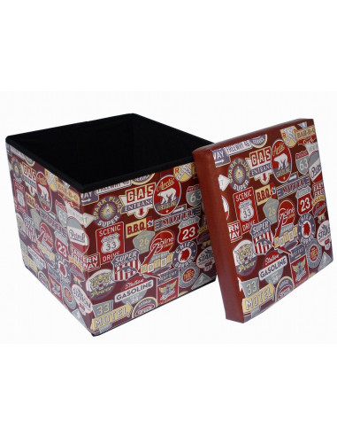 Pufe recipiente dobrável em couro ecológico 32x32x32 cm Pufe recipiente dobrável em couro ecológico 32x32x32 cm