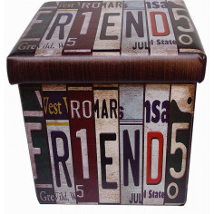 Pufe recipiente dobrável em couro ecológico 32x32x32 cm 2