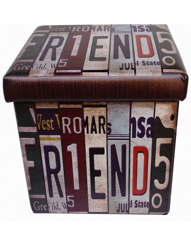 Pufe recipiente dobrável em couro ecológico 32x32x32 cm Pufe recipiente dobrável em couro ecológico 32x32x32 cm