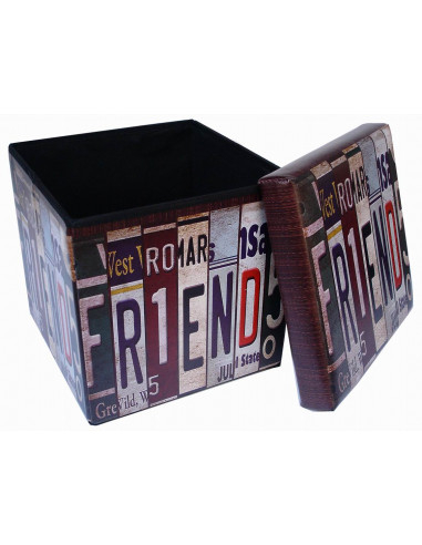 Pouf contenitore richiudibile in ecopelle 32x32x32 cm Pouf contenitore richiudibile in ecopelle 32x32x32 cm