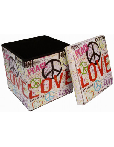 Pouf contenitore richiudibile in ecopelle 32x32x32 cm Pouf contenitore richiudibile in ecopelle 32x32x32 cm