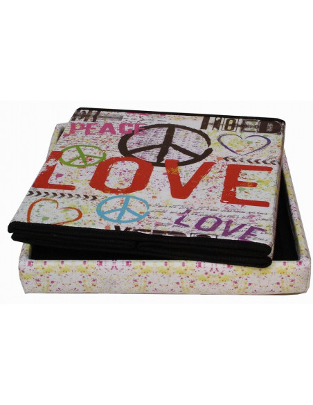 Pufe recipiente dobrável em couro ecológico 32x32x32 cm
