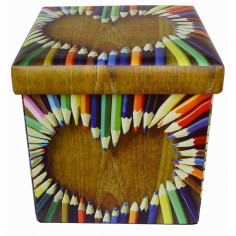 Pouf contenitore richiudibile in ecopelle 32x32x32 cm 2