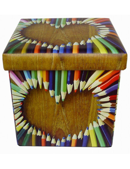 Pufe recipiente dobrável em couro ecológico 32x32x32 cm