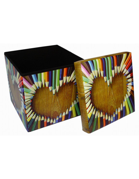 Pufe recipiente dobrável em couro ecológico 32x32x32 cm