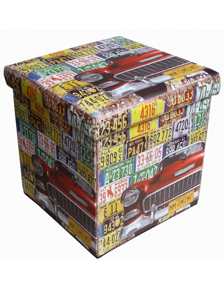 Pufe recipiente dobrável em couro ecológico 32x32x32 cm