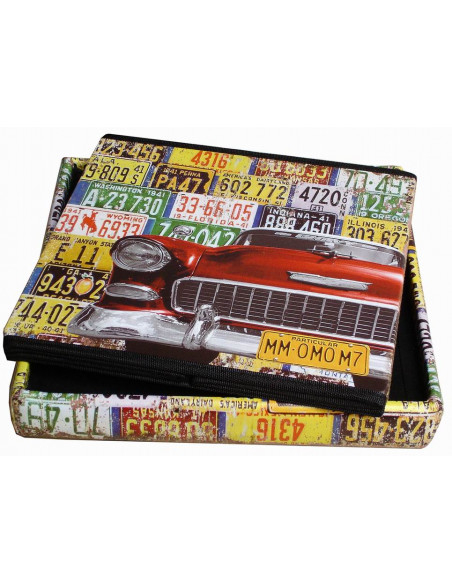 Pufe recipiente dobrável em couro ecológico 32x32x32 cm