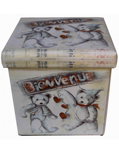 Pufe recipiente dobrável em couro ecológico 32x32x32 cm Pufe recipiente dobrável em couro ecológico 32x32x32 cm