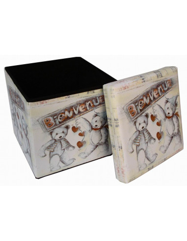 Pufe recipiente dobrável em couro ecológico 32x32x32 cm Pufe recipiente dobrável em couro ecológico 32x32x32 cm