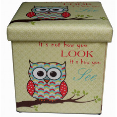 Pouf contenitore richiudibile in ecopelle 32x32x32 cm 2