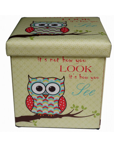 Pufe recipiente dobrável em couro ecológico 32x32x32 cm Pufe recipiente dobrável em couro ecológico 32x32x32 cm